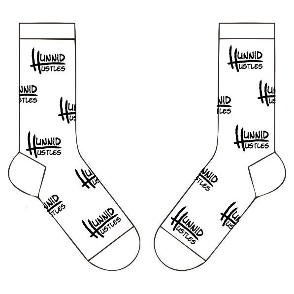 Hunnid Hustles Multi Print Socks “White and Black”