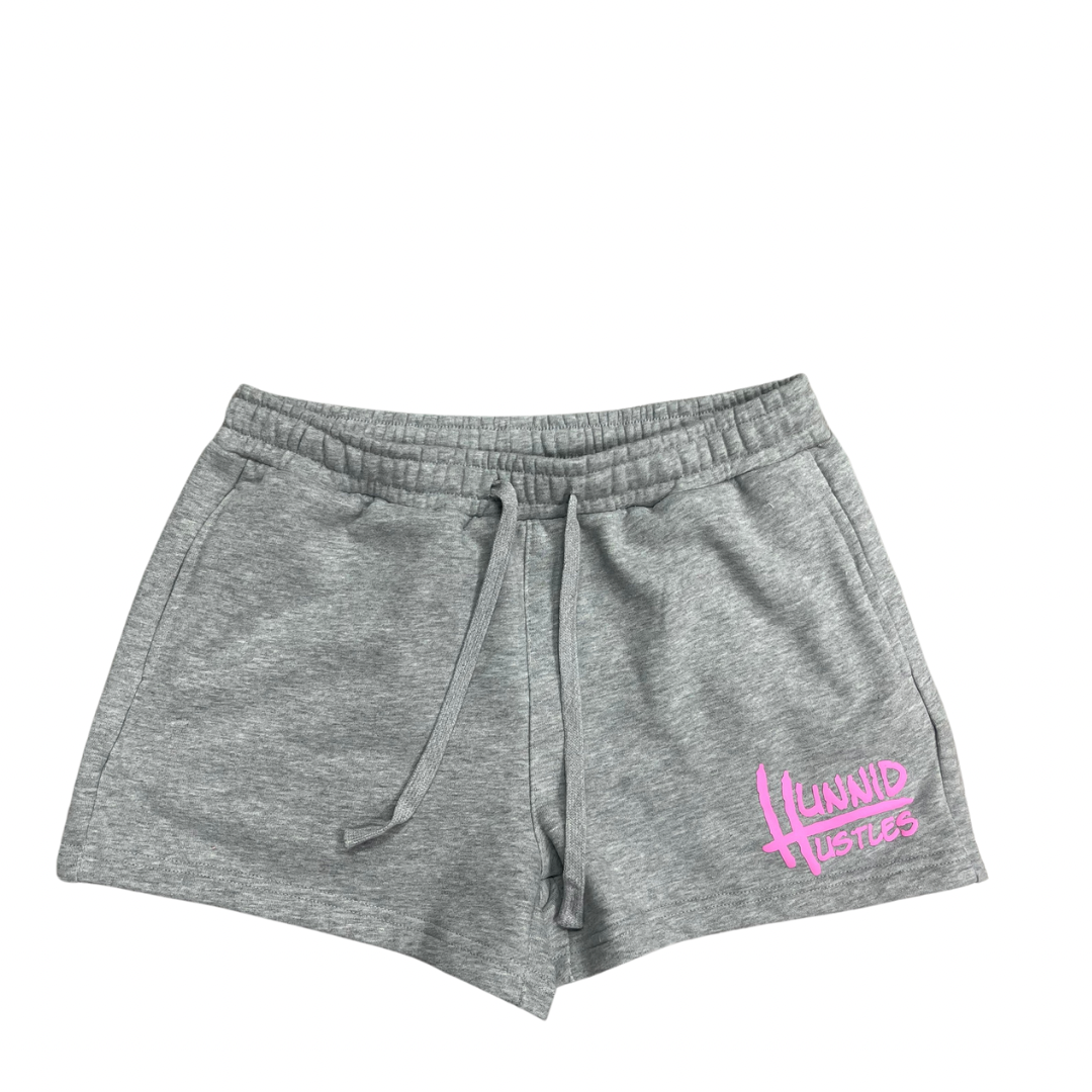Hunnid Hustles Women’s Shorts “Grey and Pink”